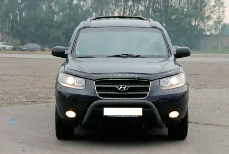 Кенгурятник WT007 Black (нерж.) для Hyundai Santa Fe 2 2006–2012