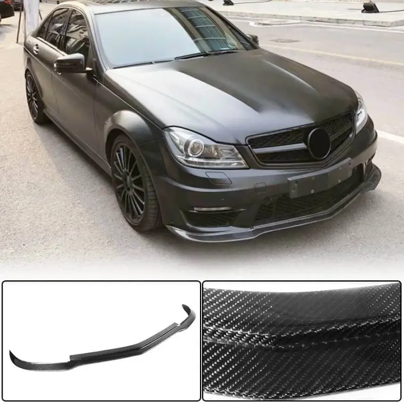 Накладка на передній бампер Lip V3 (для AMG 2012-2014, Карбон) для Mercedes-Benz C-class W204 2007–2015