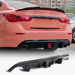Дифузор заднього бампера V2 (для Q50 Base/Sport 2014-2017, Карбон) для Infiniti Q50/Q60 2013–2024