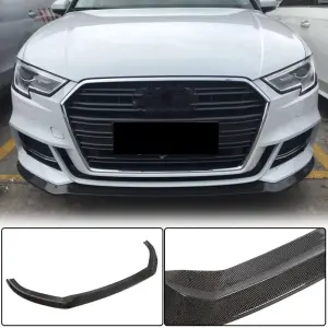 Накладка на передній бампер Lip V5 (для S-Line Sedan 2017-2020, Карбон) для Audi A3 2012–2020