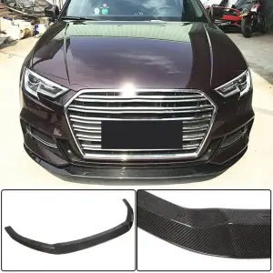 Накладка на передній бампер Lip V3 (для S-Line Sedan 2017-2020, Карбон) для Audi A3 2012–2020