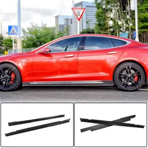 Накладки на пороги V1 (2014-2021, Карбон) для Tesla Model S 2012–