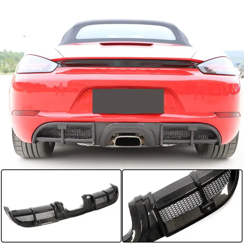 Дифузор заднього бампера V1 (2016-2019, Карбон) для Porsche Boxster/Cayman 982 (718) 2016–