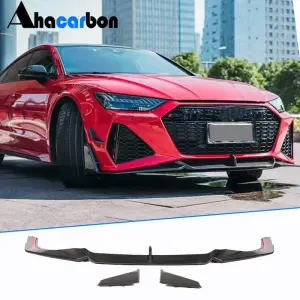 Накладка на передній бампер Lip V2 (для RS7, сухий карбон) для Audi A7 2018–