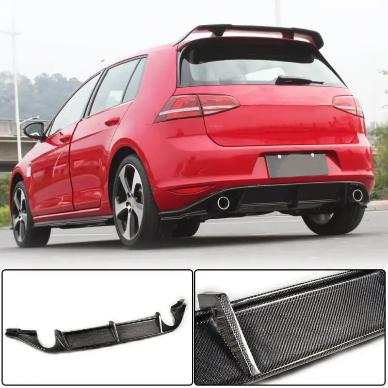 Дифузор заднього бампера V3 (для Base/GTI HB 2012-2017, Карбон) для Volkswagen Golf 7/E-Golf 2012–2020