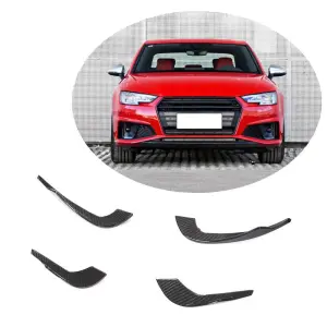 Накладки на передній бампер V3 (для S-Line Sedan 2015-2019, Карбон) для Audi A4 B9 2015–2024