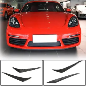 Накладки на передній бампер (Карбон) для Porsche Boxster/Cayman 982 (718) 2016–