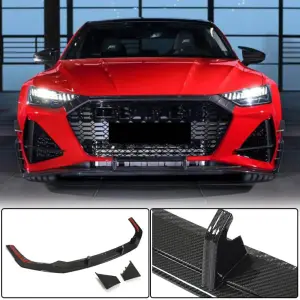 Накладка на передній бампер Lip V1 (для RS7 2018-2022, Сухий карбон) для Audi A7 2018–
