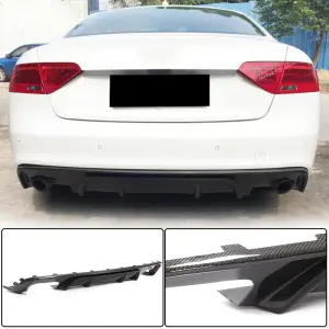 Дифузор заднього бампера V2 (для S-Line 2012-2015, Карбон) для Audi A5 2007–2015