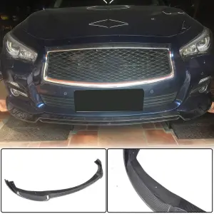 Накладка на передній бампер Lip V2 (для Q50 Base 2014-2017, Карбон) для Infiniti Q50/Q60 2013–2024