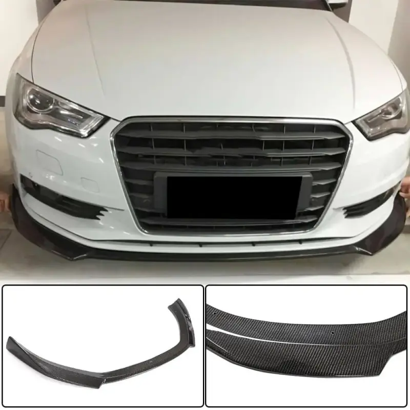 Накладка на передній бампер Lip V1 (для Base 2012-2016 Sedan, Карбон) для Audi A3 2012–2020
