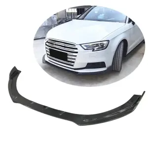 Накладка на передній бампер Lip V1 (для Base 2017-2020 HB, Карбон) для Audi A3 2012–2020