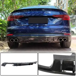Дифузор заднього бампера V2 (для S-Line Sedan 2015-2019, Карбон) для Audi A4 B9 2015–2024