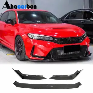 Накладка на передній бампер Lip V2 (Карбон) для Honda Civic HB 2021–