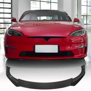 Накладка на передній бампер Lip V1 (2021+, Карбон) для Tesla Model S 2012–