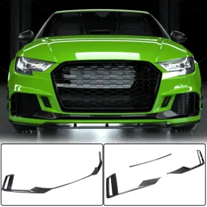 Накладки на передній бампер V1 (для RS3 Sedan 2017-2020, Карбон) для Audi A3 2012–2020