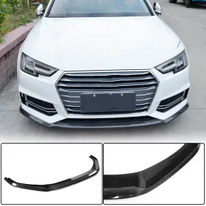 Накладка на передній бампер Lip V4 (для S-Line Sedan 2015-2019, Карбон) для Audi A4 B9 2015–2024