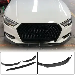 Накладка на передній бампер Lip V1 (для Base 2017-2020 Sedan, Карбон) для Audi A3 2012–2020