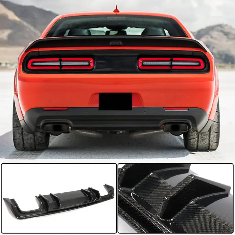 Дифузор заднього бампера (2015-2023, Карбон) для Dodge Challenger 2008–2023