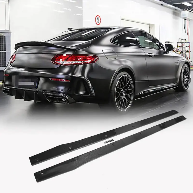 Бокові пороги V2 (для C43/C63 AMG 2015-2019, Карбон) для Mercedes-Benz C-class W205 2014–2021