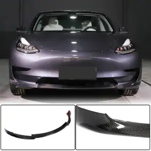 Накладка на передній бампер Lip V7 (2017-2023, Карбон) для Tesla Model 3 2017–