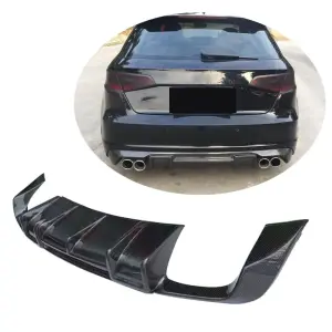 Дифузор заднього бампера V1 (для S-Line HB 2012-2016, Карбон) для Audi A3 2012–2020