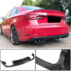 Дифузор заднього бампера (для Base Sedan 2017-2020, Карбон) для Audi A3 2012–2020