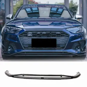 Накладка на передній бампер Lip V2 (для S-Line Sedan 2019-2024, Карбон) для Audi A4 B9 2015–2024
