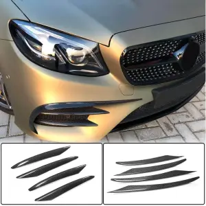 Накладки на передній бампер (для AMG-Line/E43 AMG 2016-2019, Карбон) для Mercedes-Benz E-class W213 2016–2023