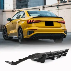 Дифузор заднього бампера V1 (для S-Line Sedan 2020-2023, Карбон) для Audi A3 2020–