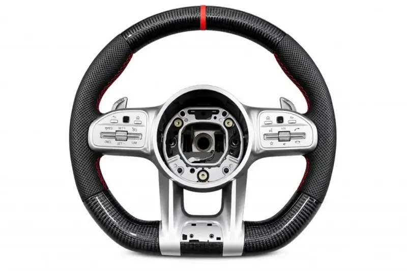 Кермо AMG 2018-Style (Карбон + червоний, 3pin) для Mercedes-Benz SLC R172 2016–2020