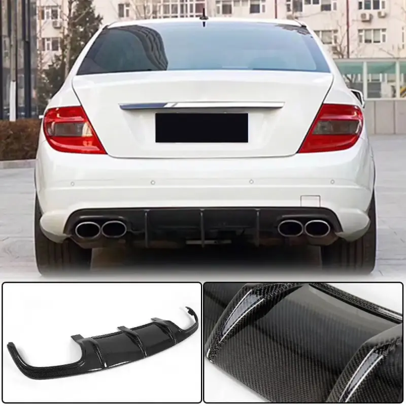 Дифузор заднього бампера V3 (для AMG SD 2008-2011, Карбон) для Mercedes-Benz C-class W204 2007–2015