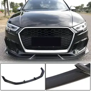 Накладки на передній бампер V3 (для RS3 Sedan 2017-2020, Карбон) для Audi A3 2012–2020