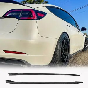 Накладки на пороги V2 (2017-2023, Карбон) для Tesla Model 3 2017–