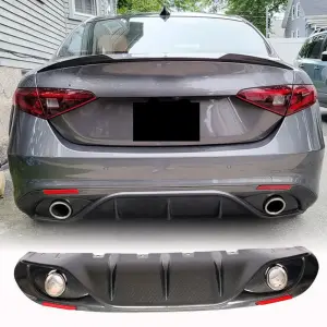 Дифузор заднього бампера з насадками V2 (для Base, Карбон) для Alfa Romeo Giulia 2016–2022