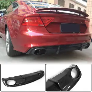 Дифузор заднього бампера V3 (для S-Line, 2010-2014, Карбон) для Audi A7 2010–2018