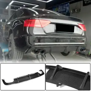 Дифузор заднього бампера V1 (для S-Line 2012-2015, Карбон) для Audi A5 2007–2015