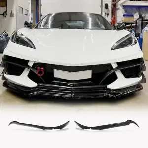 Накладки на передній бампер (2019-2022, Карбон) для Chevrolet Corvette C8 2019–