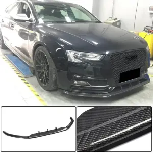 Накладка на передній бампер Lip V4 (для S-Line 2012-2015, Карбон) для Audi A5 2007–2015