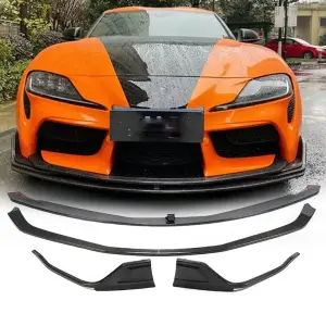 Накладка на передній бампер Lip V2 (Карбон) для Toyota Supra 2019–