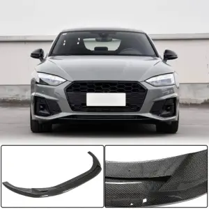 Накладка на передній бампер Lip V3 (для S-Line 2021-2025, Карбон) для Audi A5 2016–2025