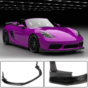 Накладка на передній бампер Lip V1 (2016-2019, карбон) для Porsche Boxster/Cayman 982 (718) 2016–