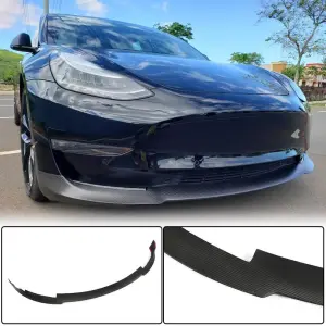 Накладка на передній бампер Lip V6 (2017-2023, Карбон) для Tesla Model 3 2017–