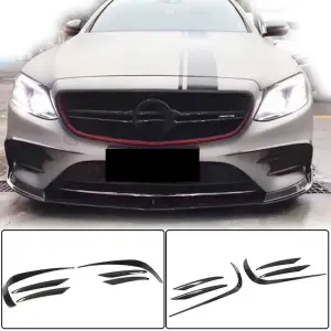 Накладки на передній бампер V1 (для E43 AMG 2016-2019, Карбон) для Mercedes-Benz E-class W213 2016–2023