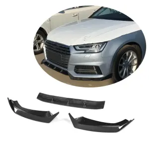 Накладка на передній бампер Lip V5 (для S-Line Sedan 2015-2019, Карбон) для Audi A4 B9 2015–2024