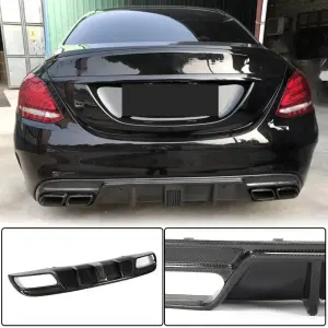 Дифузор заднього бампера V3 (для SD C43/C63 AMG 2015-2019, Карбон) для Mercedes-Benz C-class W205 2014–2021