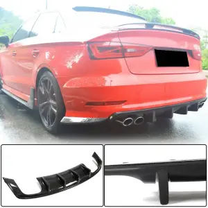Дифузор заднього бампера V3 (для S-Line Sedan 2012-2016, Карбон) для Audi A3 2012–2020