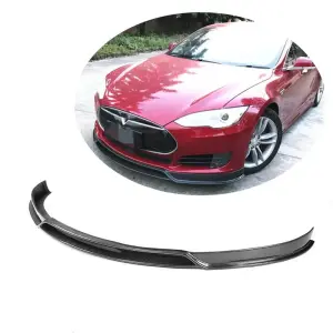 Накладка на передній бампер Lip V2 (2012-2016, Карбон) для Tesla Model S 2012–