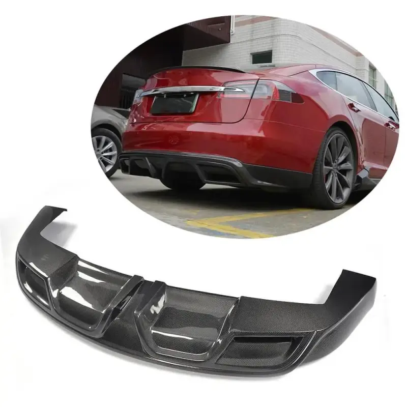 Дифузор заднього бампера V1 (2012-2016, Карбон) для Tesla Model S 2012–