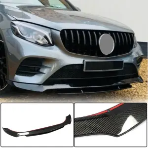 Накладка на передній бампер Lip (для AMG-Line/GLC43 AMG, Карбон) для Mercedes-Benz GLC X253 2015–2022